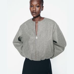 Zara Soft Grey Bomber Jacket