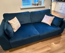 DFS Navy Plush Sofa