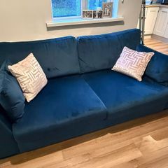 DFS Navy Plush Sofa