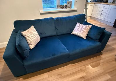 DFS Navy Plush Sofa
