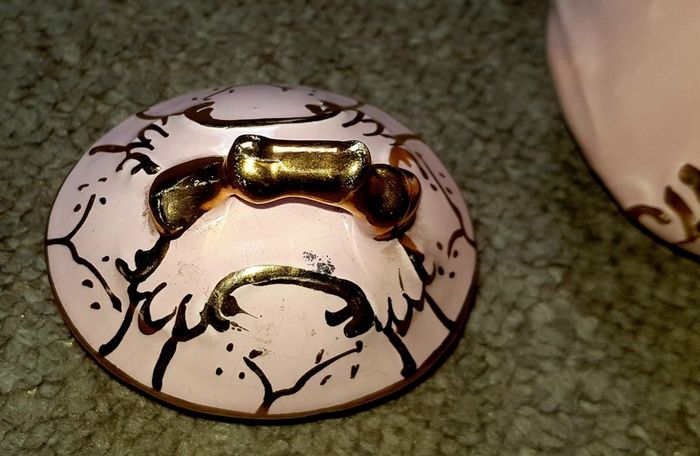 Arthur Wood Vintage Pink and Gold Sugar Bowl with Lid