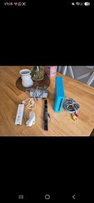 Nintendo Wi console in blue.