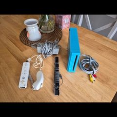 Nintendo Wi console in blue.