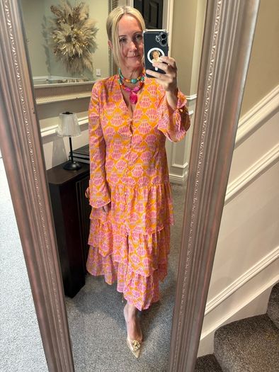 Never fully dressed tiered midi dress