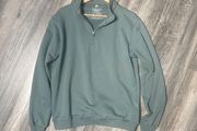 100% Organic Cotton 1/4 Zip Crew in Washed Teal