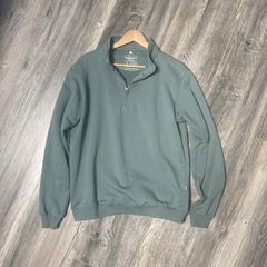 100% Organic Cotton 1/4 Zip Crew in Washed Teal