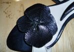 Stunning designer cream and black leather slingback shoes size 6