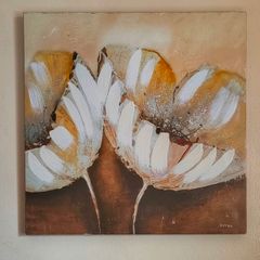 Wall Art Canvas - Glittery Flowers