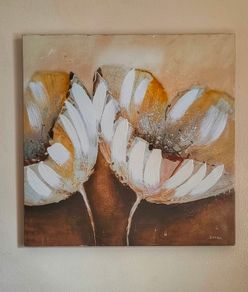Wall Art Canvas - Glittery Flowers