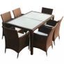 7 Piece Outdoor Dining Set with Cushions Poly Rattan Brown Image 9