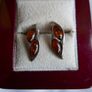 Vintage Sterling Silver 925 Baltic Amber 2 Stone Studs Earrings 2,12g Image 4