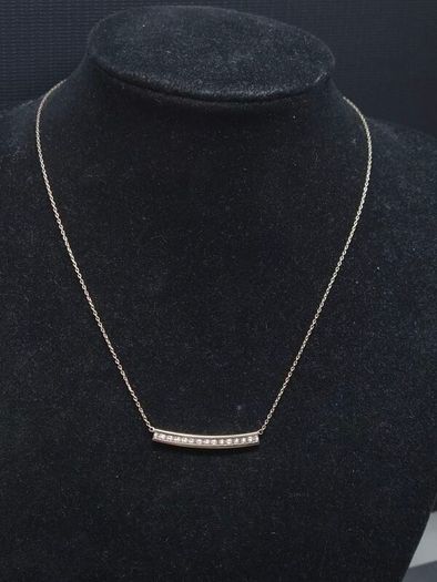 Vintage 9ct Solid Gold London Hallmarked Sparkling Bar Necklace 43cm