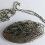 Vintage Hallmarked Extra Large Sterling Silver Decorative Oval Locket & Chain L-18" - 11,50g Image 3