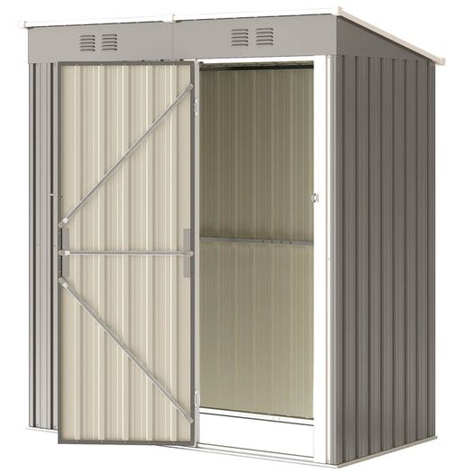 Metal Garden Shed 2 Vents Sloped UV Resistant Roof 163x90x179cm