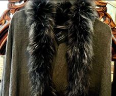 Fab Annette Gortz Raccoon Trimmed Cape/Scarf One Size