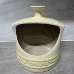 Le Creuset Stoneware Salt Pig. Discontinued rare color. Pale Yellow. As New