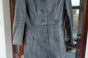 Classic vintage blue leather womens coat