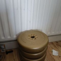 4 York Barbell 10lb / 4.5kg Gold Vinyl Weight Plates