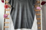 top Bnwot grey short sleeve top with lace detail &amp; chiffon back size 12