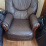Leather 2 seater & 2 x 1 seaters. Image 3