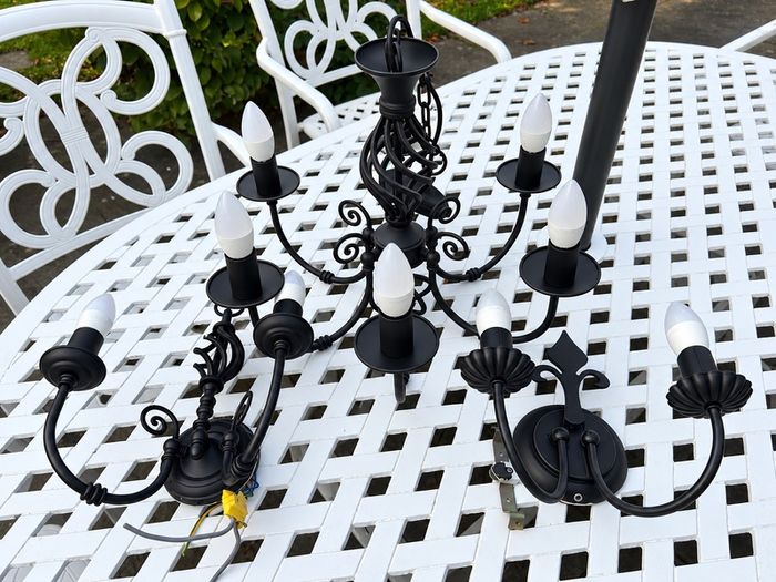 Black ironwork light fittings