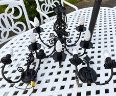 Black ironwork light fittings