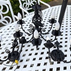 Black ironwork light fittings
