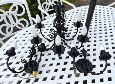 Black ironwork light fittings