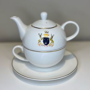 Chatsworth Tea for One Cup, Saucer and Teapot with Crest and Gilded