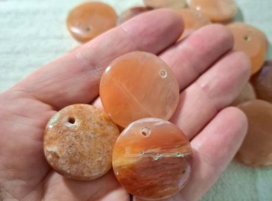 Beautiful peach aventurine worry stone to balance emotions pocket size 30mm