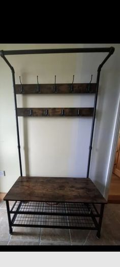 hall stand, coat rack with bench