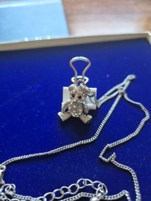 Vintage Silver Teddy bear Necklace