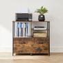 _Office Filing Cabinet with Drawer and Open Compartments for A4 Documents, Letter Format, Printer Stand, Industrial Design, Vintage Brown/Black Image 3