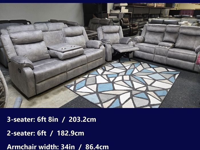 Vancouver Grey Reclining Sofa Set - 3+2 or 3+1+1