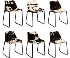 Dining Chair 6 pcs Genuine Goat Leather