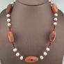 Vintage African Carnelian & Fresh Water Authentic Pearl Necklace Image 9
