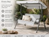 Garden Hammock 3 Seater Swing Chair Patio Bench Seat with Canopy Outdoor - Olive