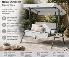 Garden Hammock 3 Seater Swing Chair Patio Bench Seat with Canopy Outdoor - Olive
