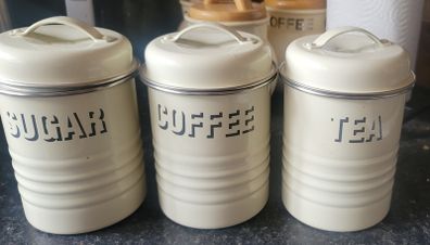 Typhoon Vintage Kitchen Tea, Coffee, Sugar Canister Set x3 Pieces