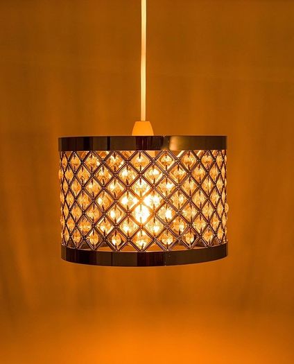 Acrylic Moda Sparkly Ceiling Pendant Light Shade, Steel
