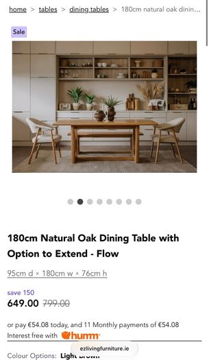 180cm Oak Dining Table Like New