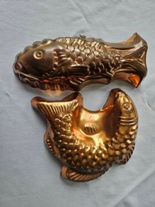 Vintage copper fish moulds