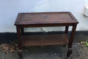 Beautiful 2 tier inlaid wooden side table