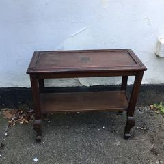 Beautiful 2 tier inlaid wooden side table