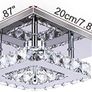 Mini Crystal Chandelier Mount Ceiling Light in Chrome Finish - Pendant Lighting for Living Room, Kitchen, Office, Bedroom, Dining Room, Island (White Square) Image 2