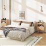 Bedside Table Set of 2, Nightstand, Side Table, Wooden Sofa End Table with Fabric Drawer, Open Shelf, Solid Wood Legs, 39x29x63 cm, for Bedroom, Living Room, Natural Image 4