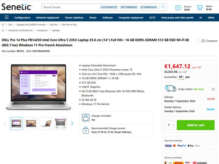 Dell Pro 14 Plus laptop, NEW, warranty > Jan. 2029