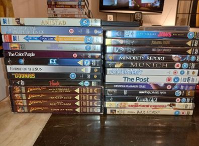 Large Steven Spielberg Dvd Collection E.t. Jaws Indiana Jones Jurassic Park Etc.