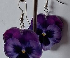 Purple Angel Floral Pansy Earrings