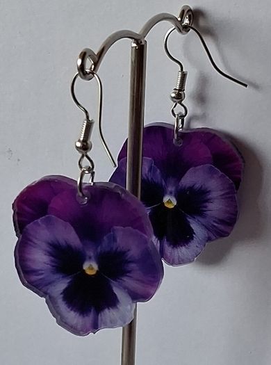 Purple Angel Floral Pansy Earrings